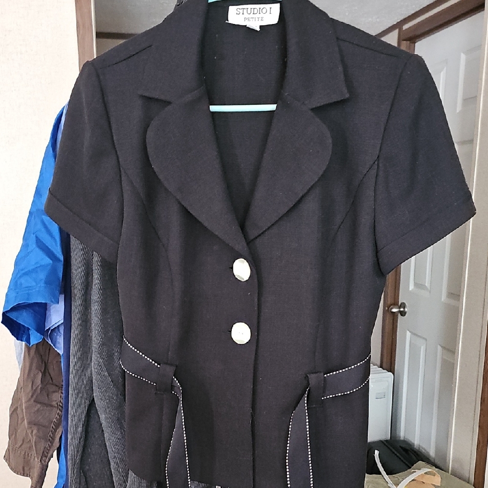 Studio I Black Blazer Tailored Top